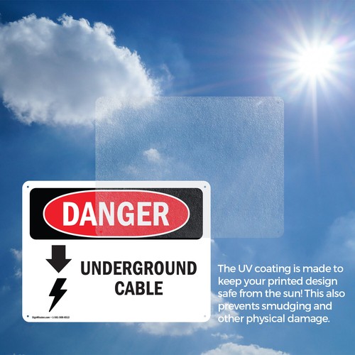 (2 Stück) Erdkabel OSHA Gefahr Schild Aufkleber Metall Kunststoff - Bild 7 von 22