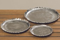3 X Deko Teller Flaire Aluminium Silber Rund D16-22-27Cm Dekoteller Kerzenteller