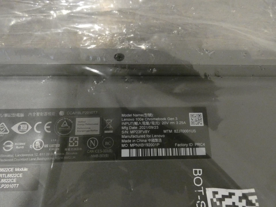 Новый OEM Lenovo 11 100e Chromebook поколения 3 нижний нижний базовый чехол 5CB069417 - Изображение 3 из 4