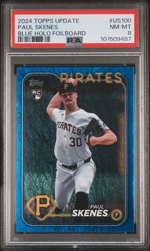 2024 Topps Update Baseball Paul Skenes RC US100 Blue Foilboard /999 PSA 8
