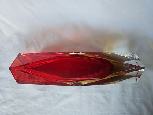 LARGE Italian Murano Sommerso red and amber tri-colour vase - Picture 14 of 23