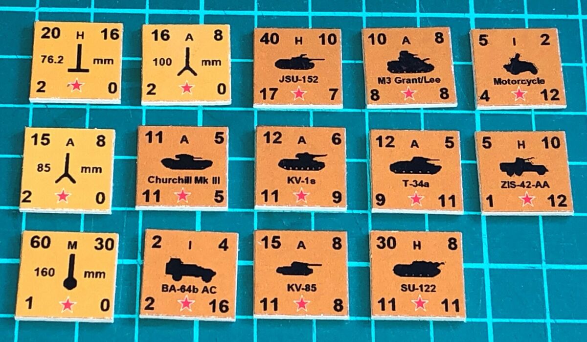 PanzerBlitz Unofficial guide counters set (of 108), for PanzerBlitz Unofficial guide counters set (of 108), for