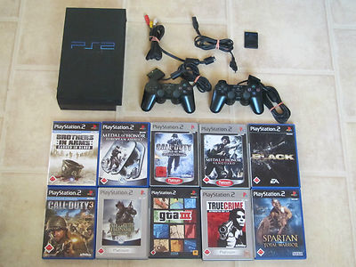 Playstation 2 Konsole komplett mit 10 Gratis Spiele + 2 Controller PS 2 (USK 18)