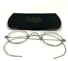 Vtg Small Light Weight Silver Tone Metal Oval Eyeglasses Wire Rim  Case K6