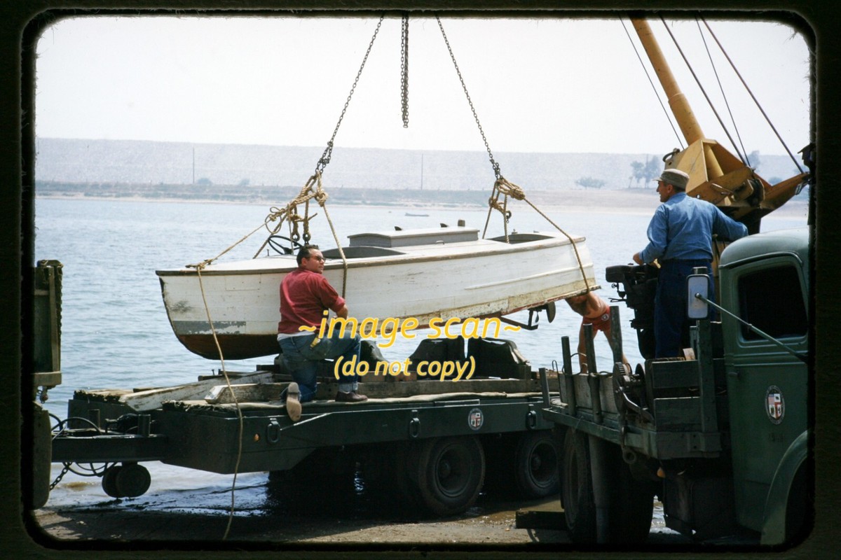 Hansen Dam, Los Angeles, California, Men w/ Boat 1954