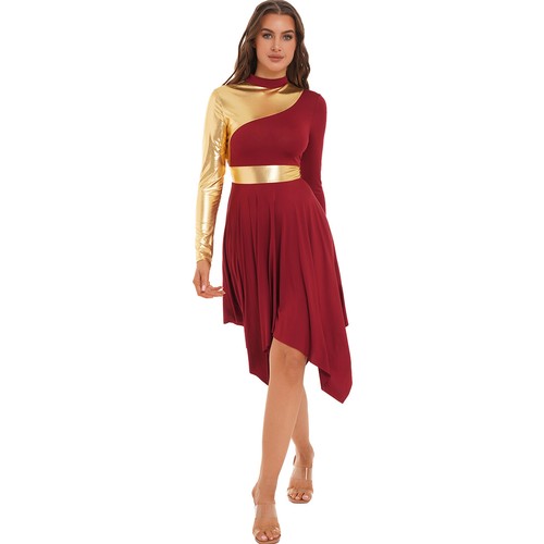 Womens Lyrical Metallic Praise Liturgical Dress Church Worship Dance Robe Gowns - Picture 53 of 141