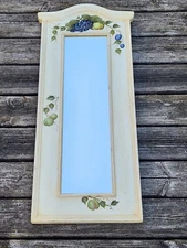 Wall Mirror Shabby Chic Distressed Wood Frame 16-1/2 x 38 Painted Modern Fruit