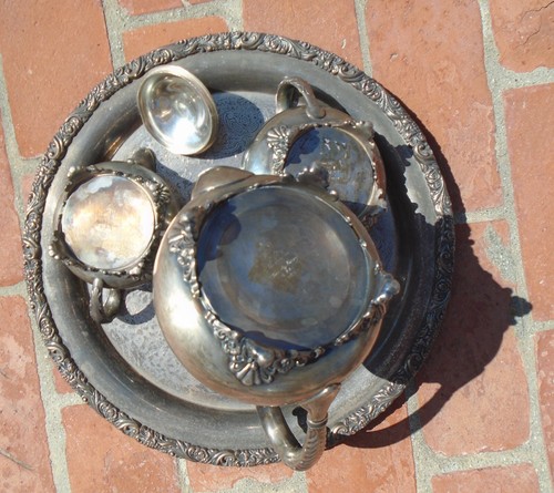 Coffee Tea Set Webster Wilcox Creamer Sugar Beverly Manor Silverplate 15” Tray - Picture 6 of 17