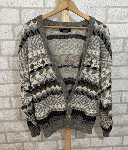 geometric grandpa cardigan sweater size 