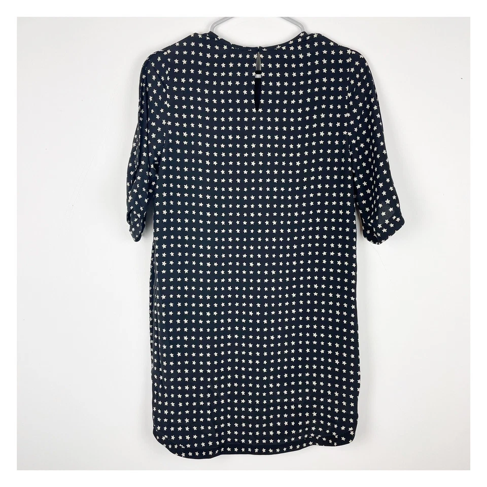 Vestido negro de seda Saint Laurent estampado de estrellas manga corta talla 36 Foto 4 de 4