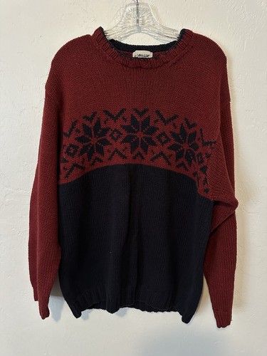 J Crew Hand Knit Sweater Holiday Linen Cotton Heavy Pullover Mens Size Large