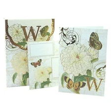 PUNCH STUDIO FLORAL MONOGRAM POUCH NOTE CARDS- #56976W (W)