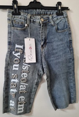 Stretch Jeans von Rose Mode, Gr. 32, 34, 36 tragbar, Strasssteine besetzt