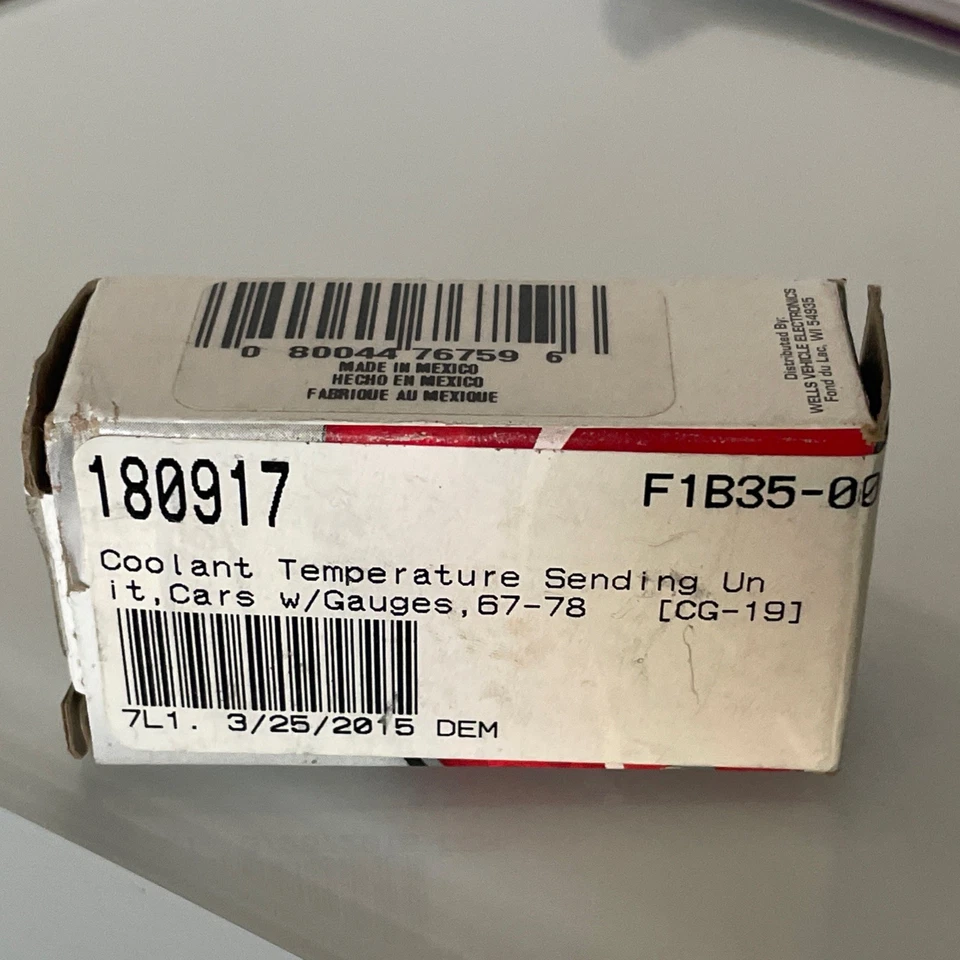 ADVANTECH Coolant Temperature Sending Unit F1B35-08 Fits 1967–1978 Cars w/Gauges - Image 3 of 4