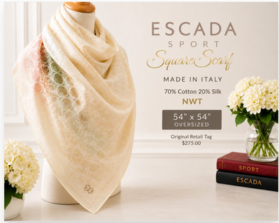 Escada Sport Square Scarf Italy Cotton Silk Blend Designer  Square 54''Scarf NWT