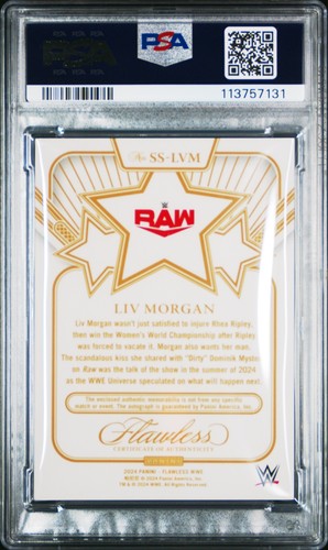 2024 Panini Flawless WWE Star Swatch Signatures LIV Morgan Ruby 04/15 PSA 9 - Picture 2 of 2