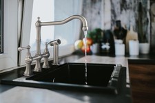 Whitehaus WHSB14007-SK Waterhaus 1.5 GPM Bridge Kitchen Faucet - Stainless Steel
