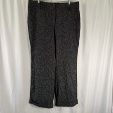 New Talbots Wide Leg Pants Women's 16 Grey Cotton Blend Flat Front Pockets