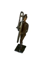Vtg Cast Lead Metal Marching Soldier with Instrument 2.75" Tall 1950s GC
