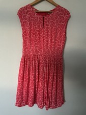 Oliver Bonas Size 12 Sleeveless Dress Peephole Front Patterned Red/pink