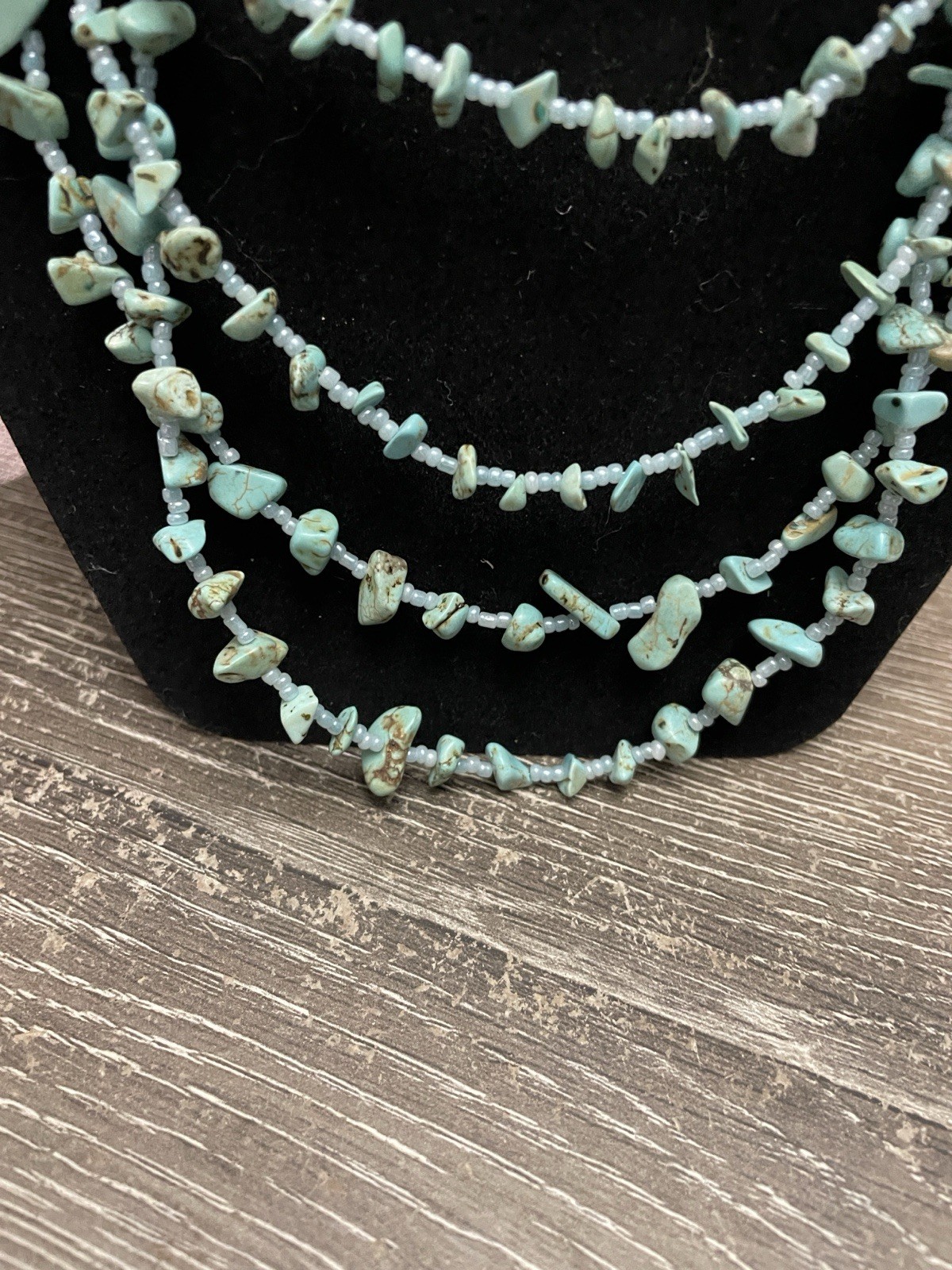 Native Inspired Turquoise Beaded Multi Strand Nec… - image 3