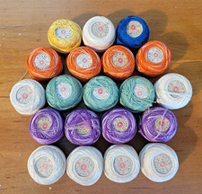 20 Vintage Star Tatting Thread Purple Orange Yellow Blue Ivory Some Variegated