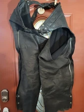 Men's Bikers Dream Apparel Black Leather Chaps Size 6XL