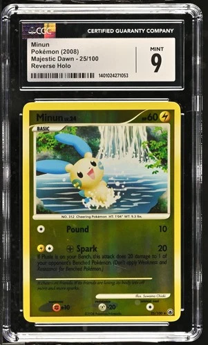 *POP 14* CGC 9 Minun Reverse Holo Majestic Dawn 25/100 Pokemon 2008 MINT