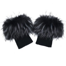 Women Faux Fur Leg Warmers Short Furry Fuzzy Boot Cuffs Toppers Girls Winter ...