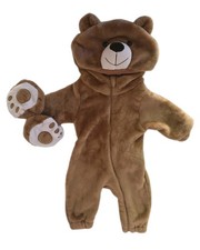 Halloween Infant Brown Teddy Bear Jumpsuit Costume Size 3 To 6 Months W Paws