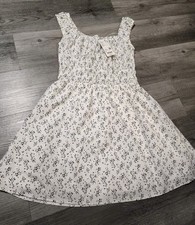 Uniqlo Women's Cotton Gathered Mini Dress 01 OFF WHITE Sleeveless Size Small NEW