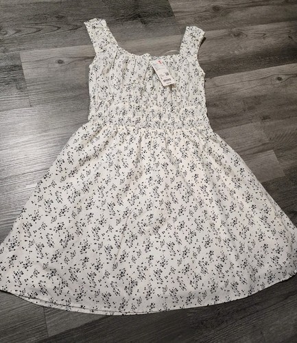 Uniqlo Women's Cotton Gathered Mini Dress 01 OFF WHITE Sleeveless Size Small NEW