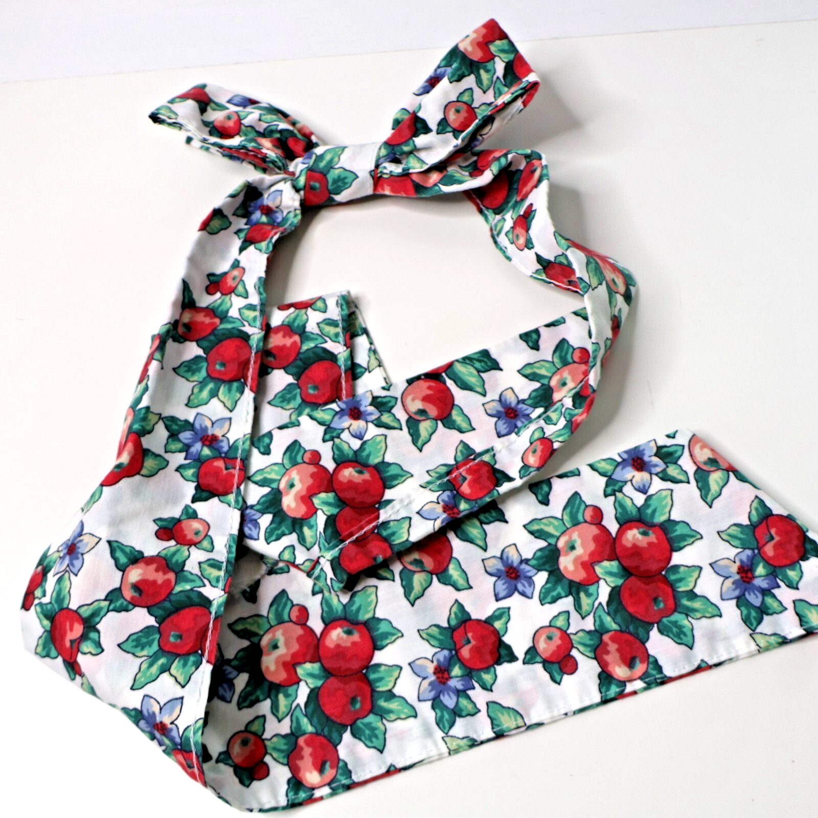 VTG Retro Apple Fruit Floral Head Scarf Bow Wrap Coquette Darling Style