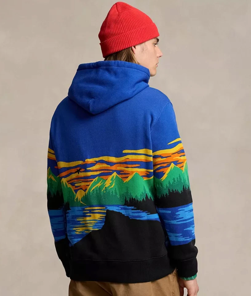 NUEVO CON ETIQUETAS Polo Ralph Lauren SPORTSMAN EE. UU. Gráfico Completo Polar Sudadera con Capucha $248 Foto 4 de 4