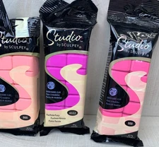 Lot of 3 Studio by Sculpey Oven Baked Clay Fuchsia Fury Pinks