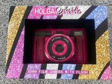 Holga 135FC Hot Pink Sparkle Film Camera 35mm Flash New Open  Box