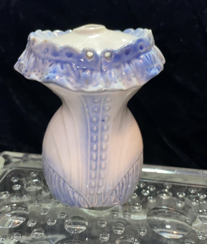 Antique Victorian Edwardian Corset Shaped Boudoir Porcelain Hat PIN Holder Rare