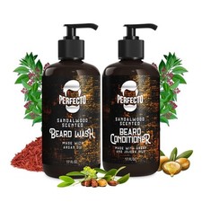 Beard Wash Beard Conditioner Set with Argan and Jojoba Oils - Strengthens a...