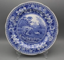 Spode China England Blue Room Traditional 10.5 Dinner Plate Blue White Milk Maid