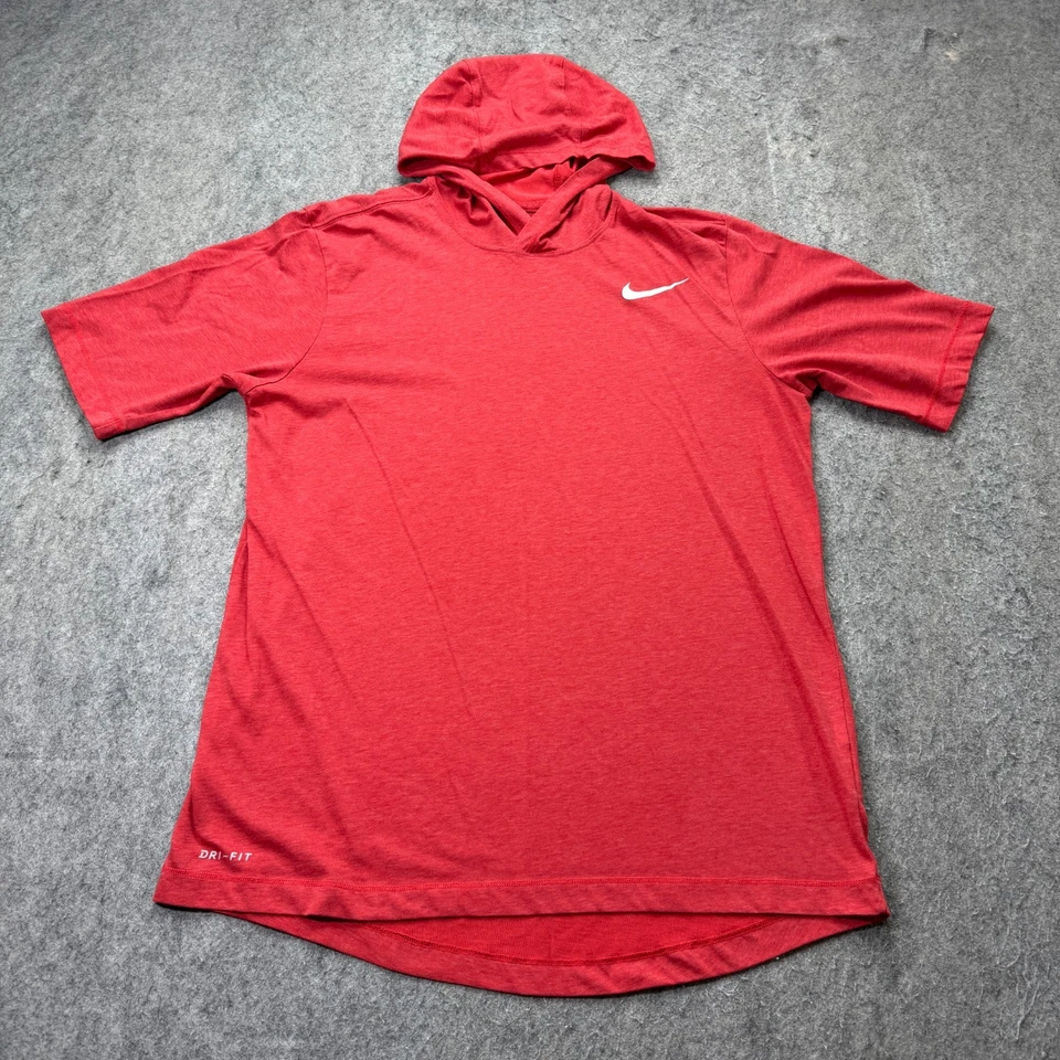 Nike DRI-FIT Entrenamiento Sudadera con Capucha Camisa Hombres M Rojo Manga Corta Pullover Con Capucha AR3854 Foto 2 de 4