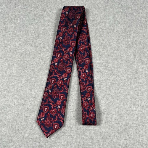 Cravatta Ted Baker London blu rosso bianco floreale 100% seta Pasqua - Foto 2 di 4