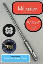 Milwaukee 3/16 in. x 6 in. 2-Cutter SDS-PLUS Hammer Drill Bit 48-20-8211