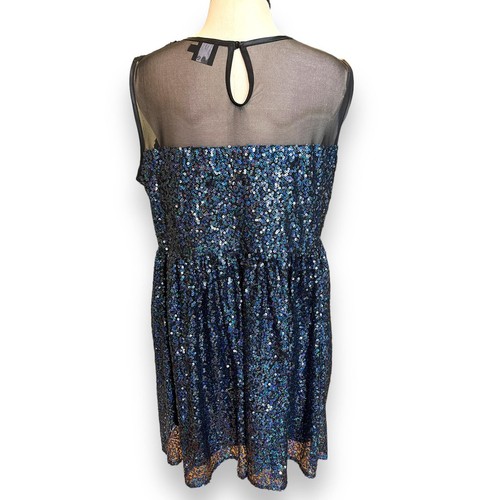 Asos Curve US 22 Black Mesh Formal Prom Cocktail Dress w/Rainbow Sparkle Sequins - Picture 4 of 4