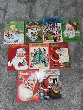 Vintage 1970s Christmas Coloring, Paint, Activity Books Lot of 9 Unused.