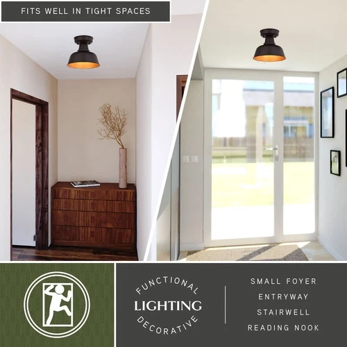 Vaxcel Lighting T0770 Cody 11"W Semi-Flush Outdoor Ceiling - Oil Rubbed Bronze / - Picture 7 of 10