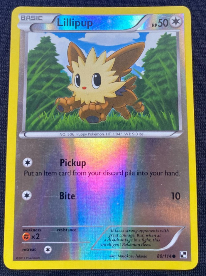 Lillipup 80/114 Black & White Reverse Holo 2011 Pokémon Card LP