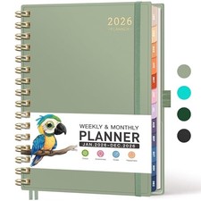 2026 Planner, Weekly and Monthly, Medium Size 5.7" x 8.3" , Jan - Light Green