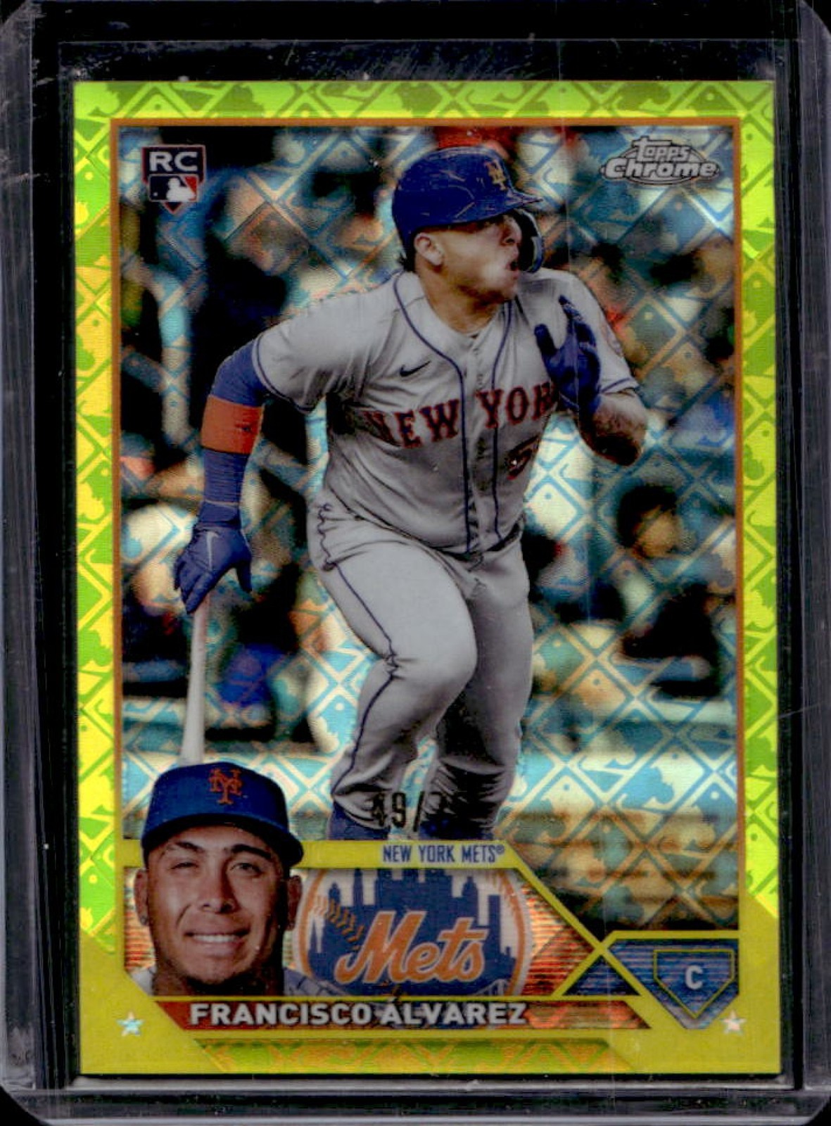 2023 Topps Chrome Logofractor Francisco Alvarez RC Yellow Refractor #/75 Mets