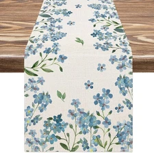 AnyDesign Blue Floral Table Runner 13 x 72 Inch 13 x 72 inch, 