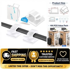 Abnii 100PCS Cable Clips Adhesive Wire Organizer Cord Management Clips